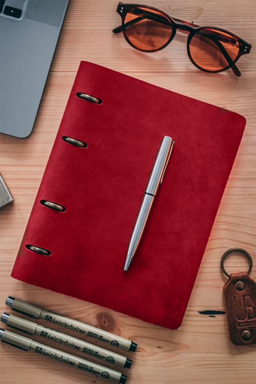 Agenda din piele naturala The Notebook by URBAN BAG dimensiune A5 - Rosu