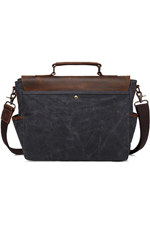 Geanta de umar din piele naturala si material textil cerat URBAN BAG Oxford – Gri