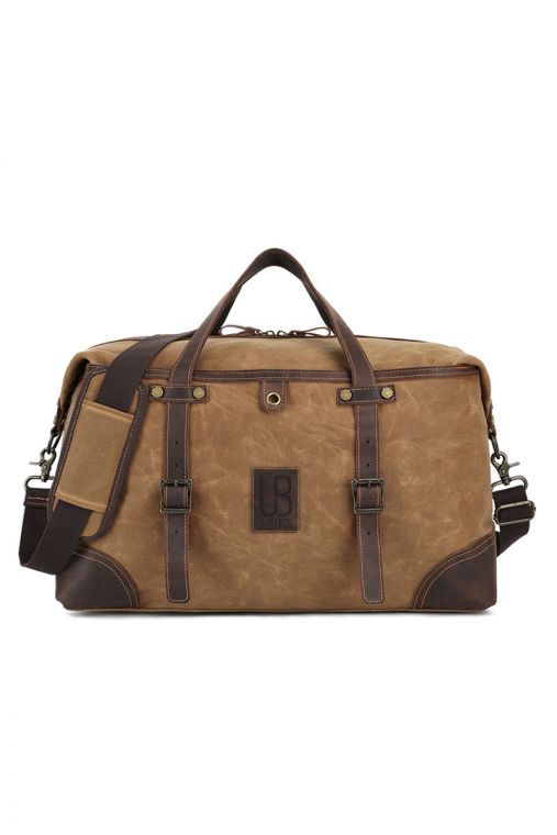 Geanta voiaj din piele naturala si material textil URBAN BAG Savona - Maro