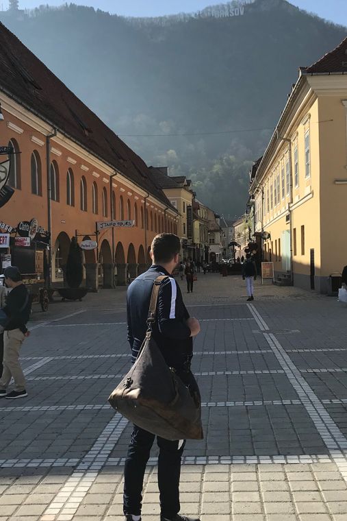 Geanta voiaj din piele naturala si material textil URBAN BAG Verona – Negru