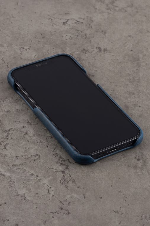 Husa piele naturala Iphone - Albastru