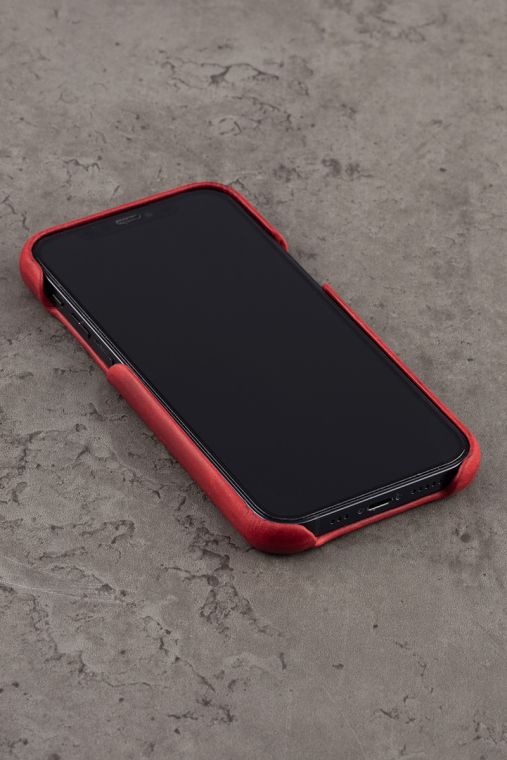 Husa piele naturala Iphone - Rosu