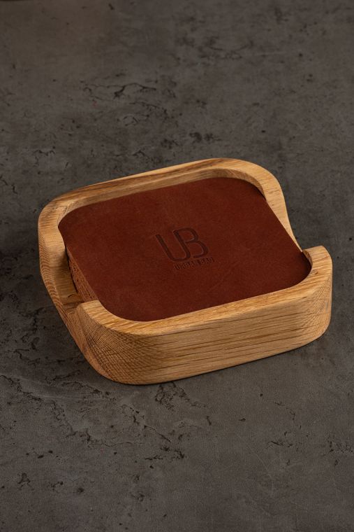 Coaster patrat URBAN BAG din piele naturala - Maro