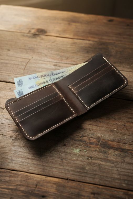 Portofel handmade din piele naturala URBAN BAG Concept 2 PLUS – Maro Inchis