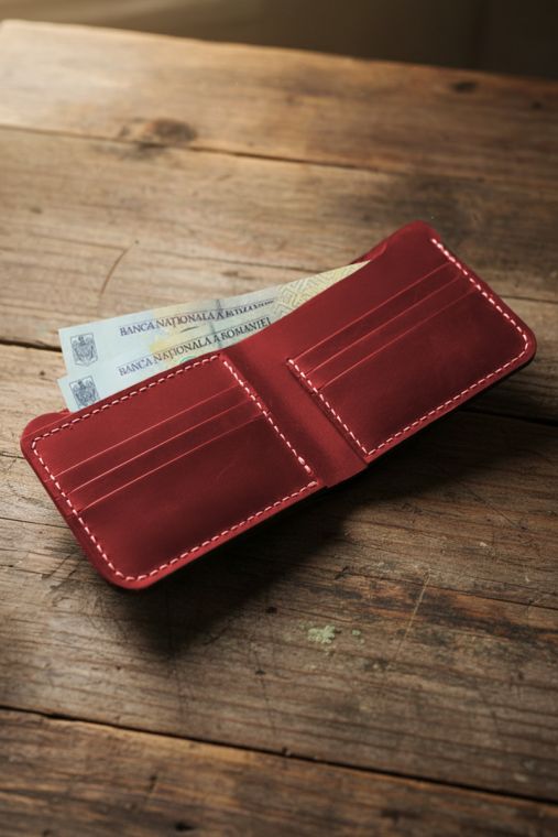 Portofel handmade din piele naturala URBAN BAG Concept 2 PLUS – Rosu