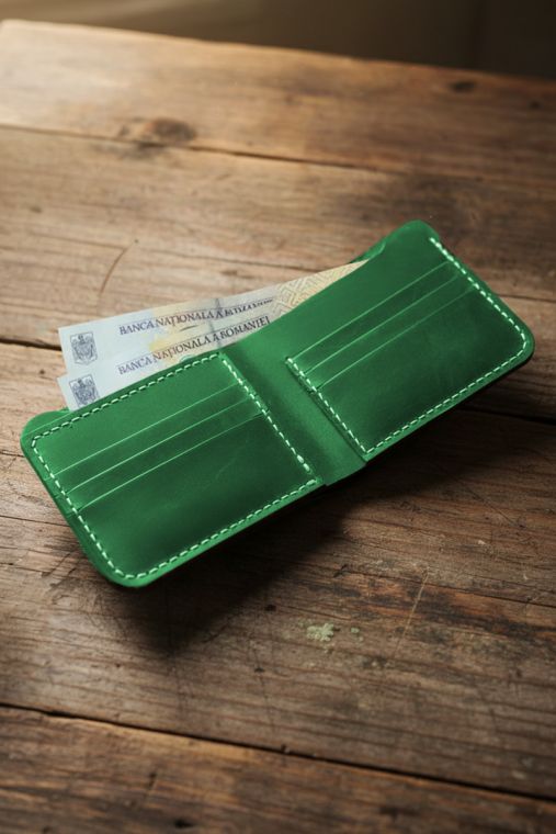 Portofel handmade din piele naturala URBAN BAG Concept 2 PLUS – Verde