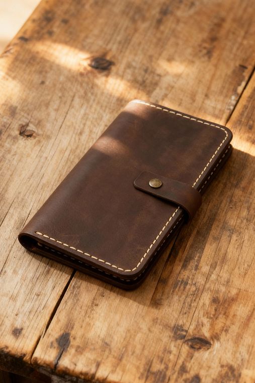 Portofel handmade din piele naturala URBAN BAG Fold - Maro