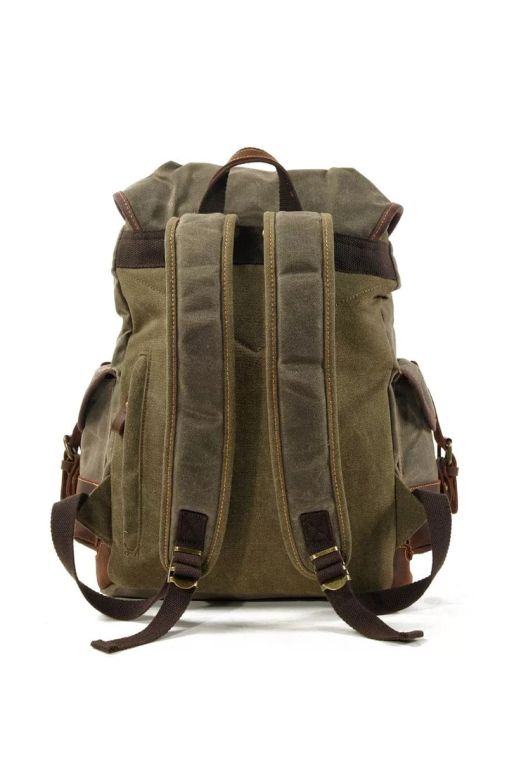 Rucsac din piele naturala si material textil cerat URBAN BAG Berg – Coffee