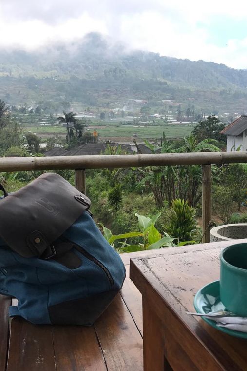 Rucsac din piele naturala si material textil cerat URBAN BAG Osaka