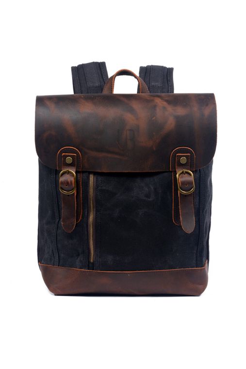 Rucsac din piele naturala si material textil cerat URBAN BAG Osaka