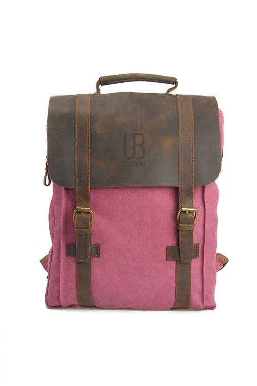 Rucsac din piele naturala si material textil URBAN BAG Lugano – Roz