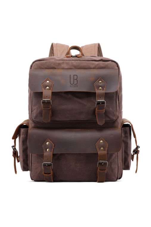 Rucsac din piele naturala si material textil cerat URBAN BAG Oslo