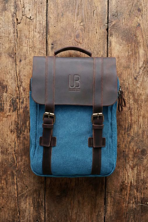 Rucsac pentru femei si copii din piele naturala si material textil URBAN BAG Little Lugano – Bleu Ciel