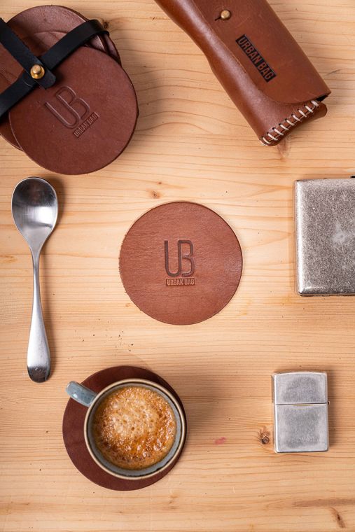 Set 6 coastere handmade din piele naturala URBAN BAG The Coaster Set