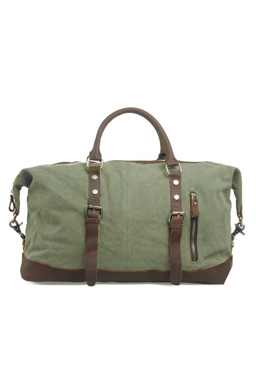 Geanta voiaj duffle bag din piele naturala si material textil URBAN BAG Verona – Verde