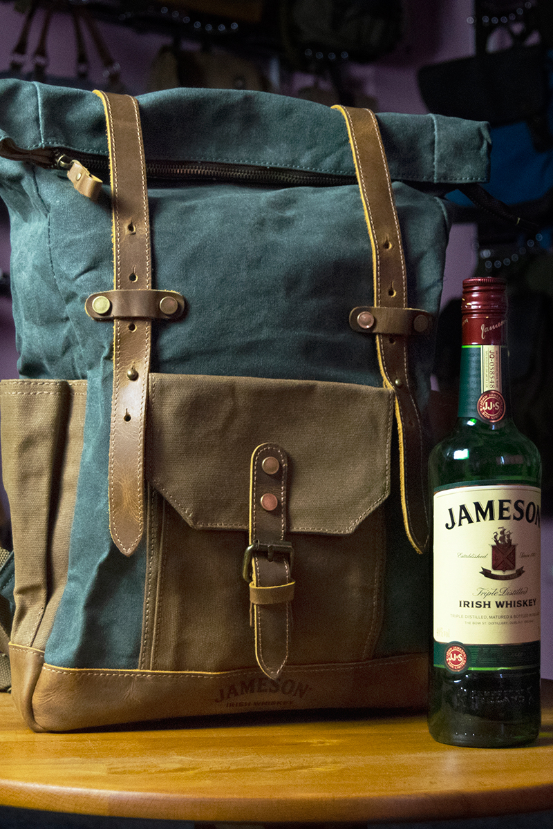 Rucsac din piele naturala si material textil URBAN BAG Boston - Verde